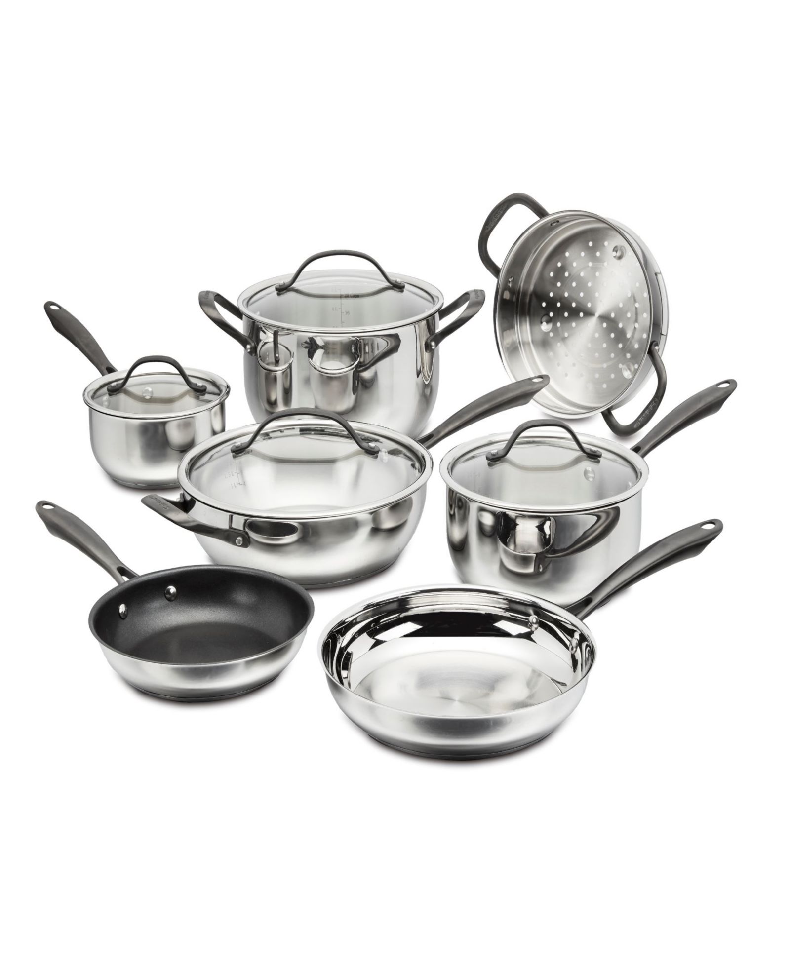 Cuisinart Radiant Pro набор кухонной посуды из нержавеющей стали с отделкой Brushed Titanium, 11-Pc.
