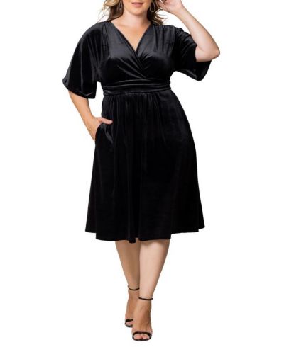 Kiyonna Plus Size коктейльное платье миди Angelic Velvet с карманами