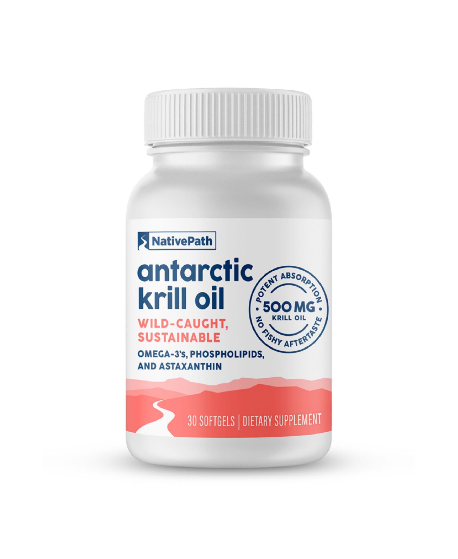 NativePath Antarctic Krill Oil - Wild-Caught Omega 3 Krill Oil 500mg Softgels with EPA, DHA and Astaxanthin - 30 ct
