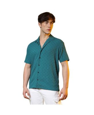 Мужская рубашка Campus Sutra Teal Green Self-Design Pom-Pom