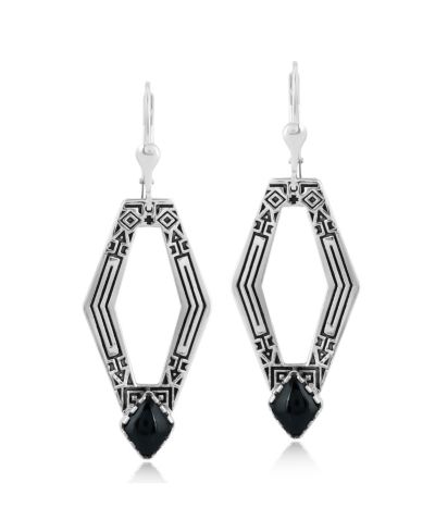 Серьги American West Jewelry из стерлингового серебра с геометрическими формами и черным агатом