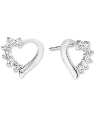 Macy's серьги-гвоздики с кубическим цирконием (1/4 ct. t.w.) в форме банта из стерлингового серебра