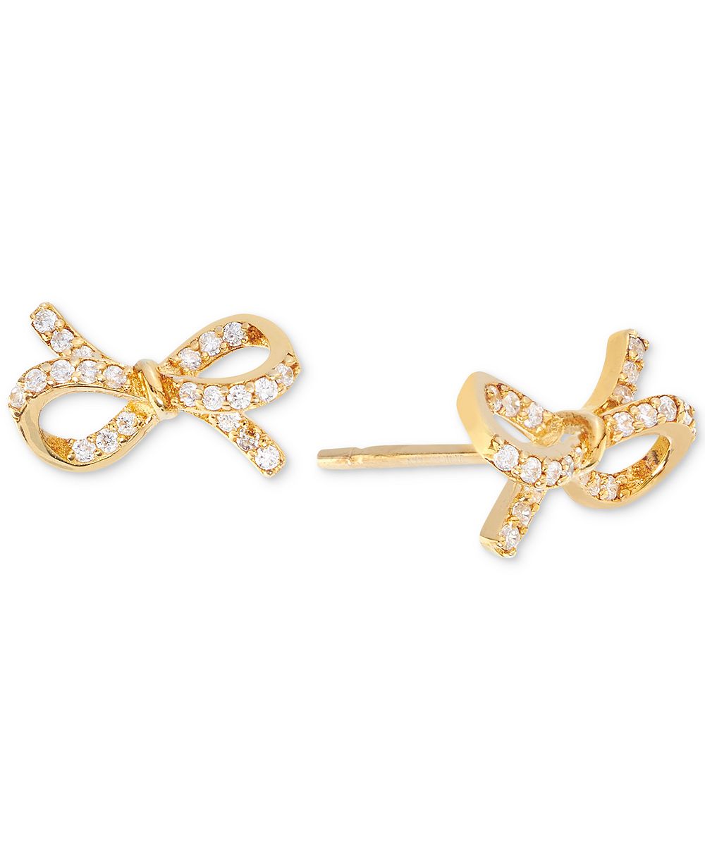 Серьги-гвоздики Cubic Zirconia Bow (3/8 ct. t.w.) в 14k Gold over Sterling Silver