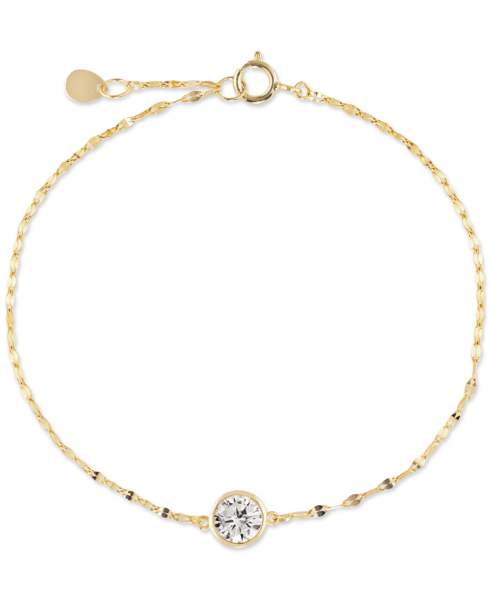Cubic Zirconia Solitaire Bezel Mirror Link Chain Bracelet (1 ct. t.w.) in Sterling Silver