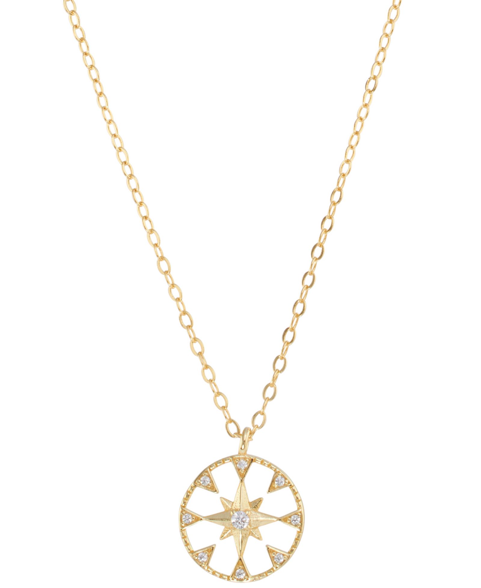 Подвеска Cubic Zirconia Star Open Disc в 14k Gold-Plated Sterling Silver