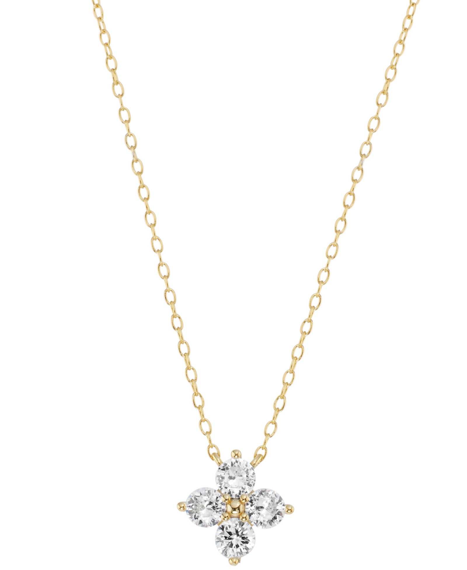 Подвеска Cubic Zirconia Flower Pendant Necklace (1/2 ct. t.w.) в 14k Gold Over Sterling Silver, 18"