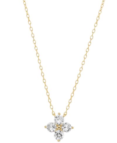 Подвеска Cubic Zirconia Flower Pendant Necklace (1/2 ct. t.w.) в 14k Gold Over Sterling Silver, 18"
