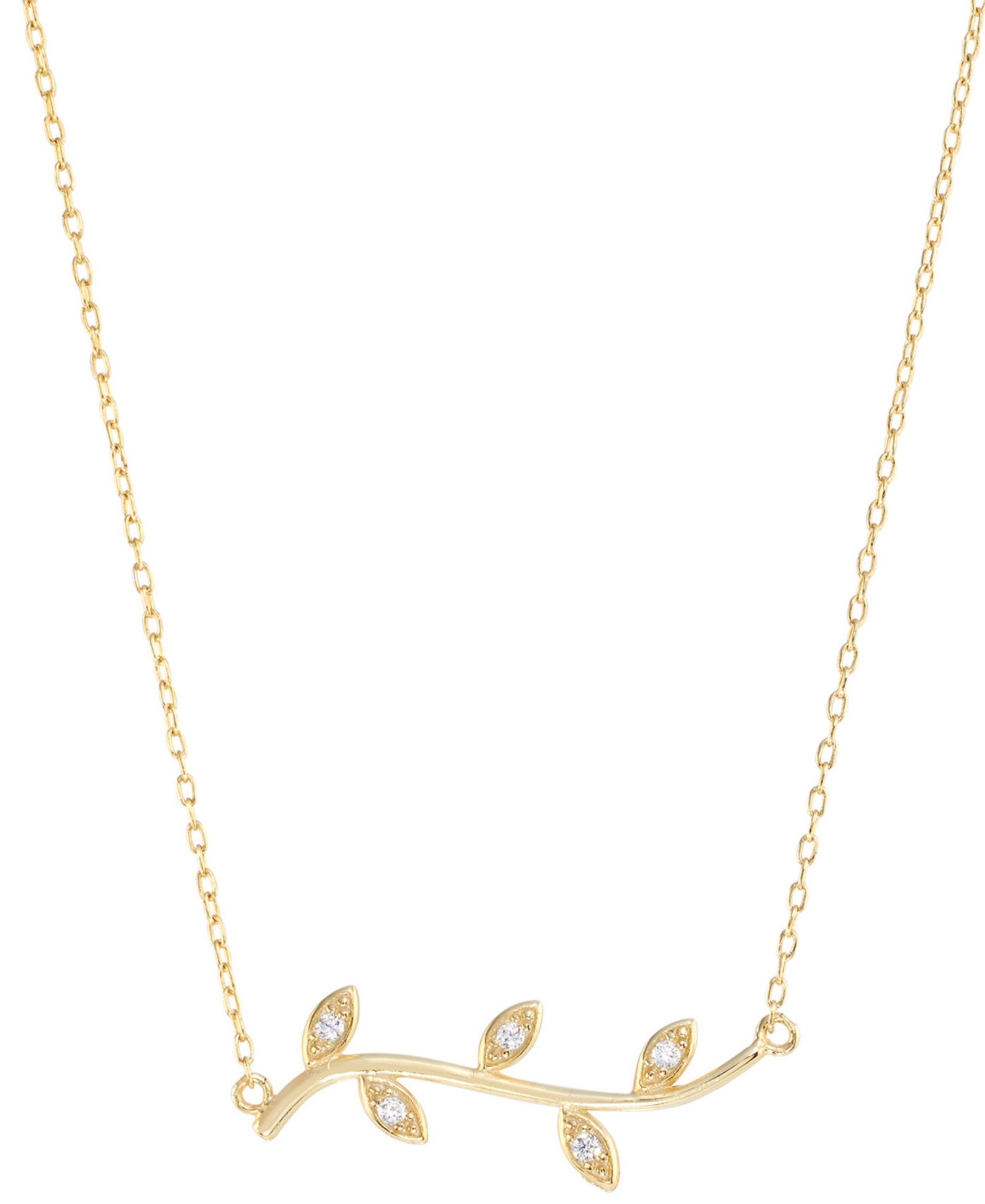 Подвеска с кубическим цирконием из стерлингового серебра с напылением 14k Gold, 16" + 3" удлинитель