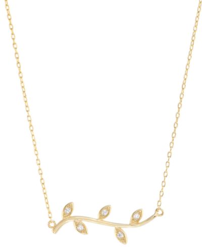 Cubic Zirconia Vine Pendant Necklace in 14k Gold-Plated Sterling Silver, 16" + 3" extender