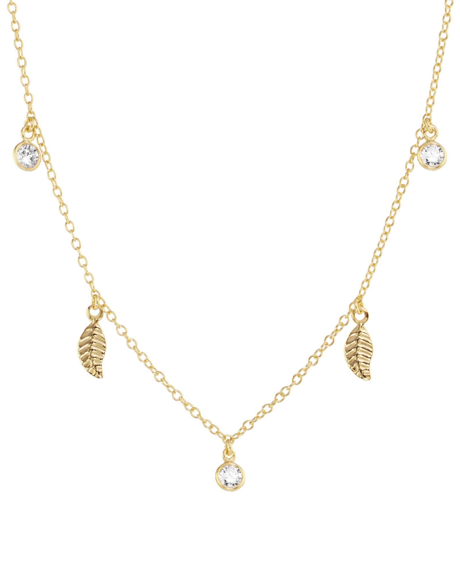 Ожерелье с кубическим цирконием (5/8 ct. t.w.) и подвеской-пером в 14k Gold поверх Sterling Silver