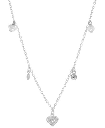Колье с жемчугом Freshwater Pearl и кубическим цирконием в серебре
