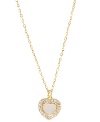 Rose Quartz (1/3 ct. t.w.) & White Topaz (1/4 ct. t.w.) Heart Pendant Necklace in 14k Gold Over Sterling Silver, 18"