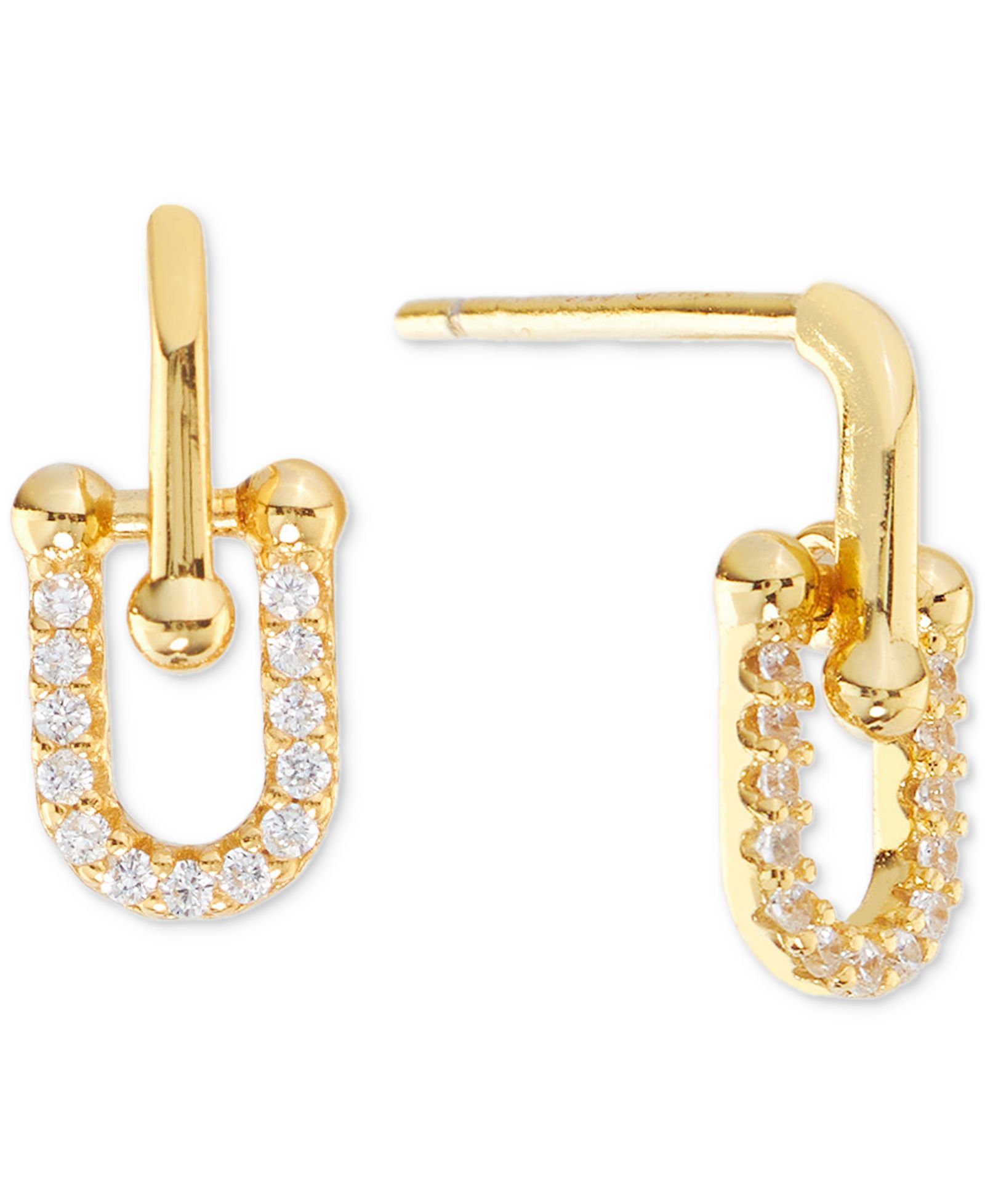 Серьги-подвески Cubic Zirconia U-Shaped Drop 14k Gold Over Sterling Silver