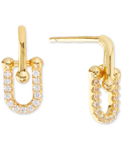 Cubic Zirconia U-Shaped Drop Earrings (1/5 ct. t.w.) in 14k Gold Over Sterling Silver (also in Sterling Silver)