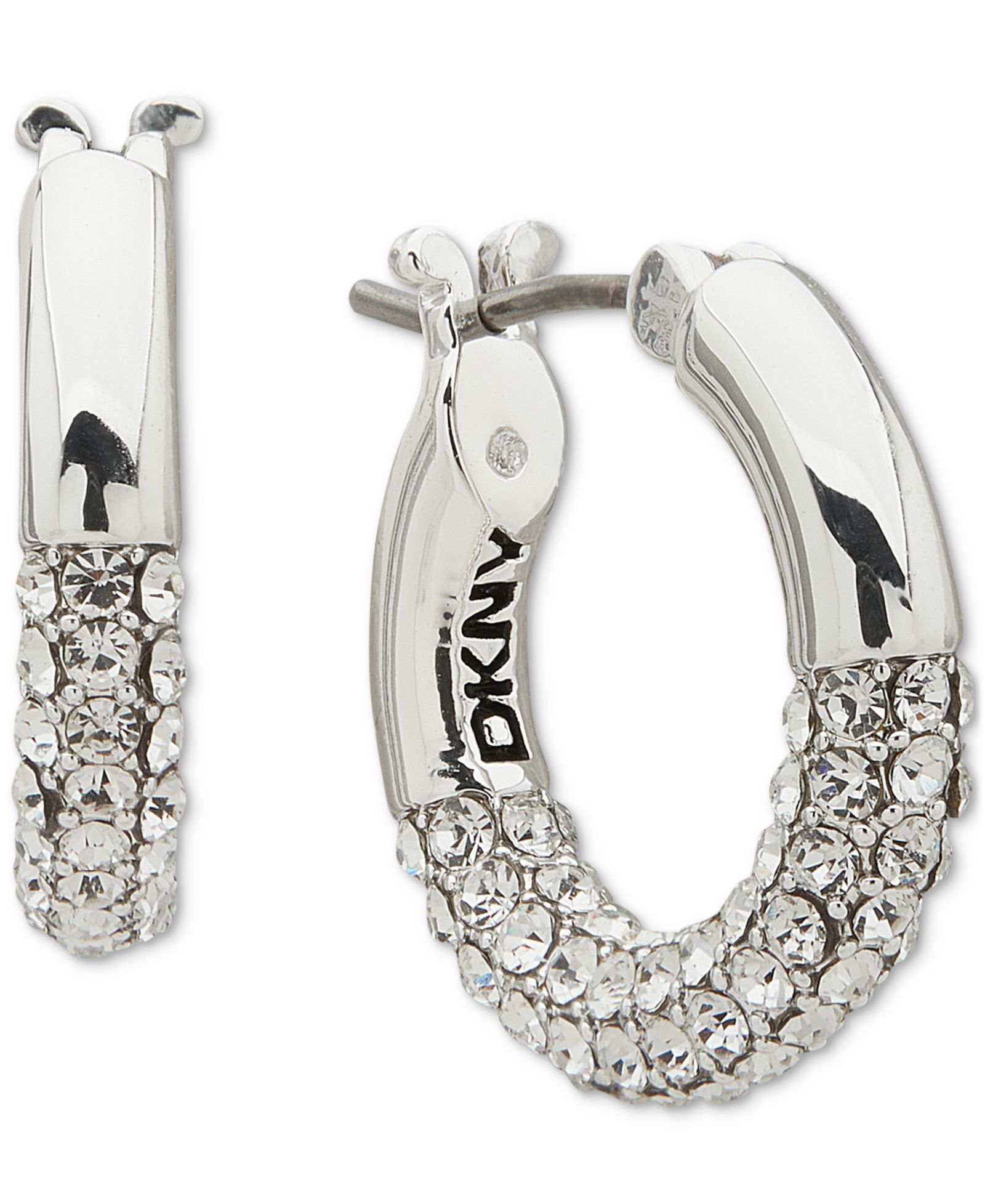 Серьги-кольца DKNY Gold-Tone Extra-Small Half-Pavé, 0.4"