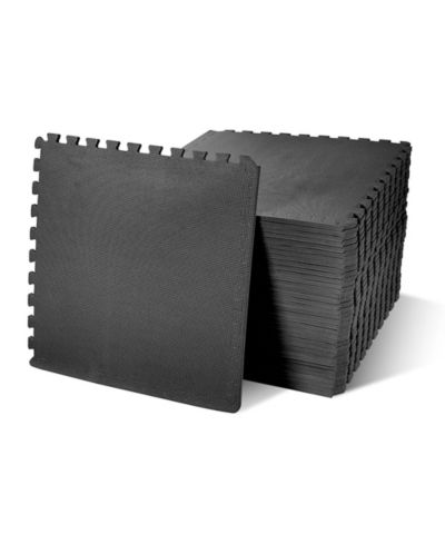 BalanceFrom Fitness 144 Sq Ft Interlocking EVA Foam Exercise Mat Tiles, Black