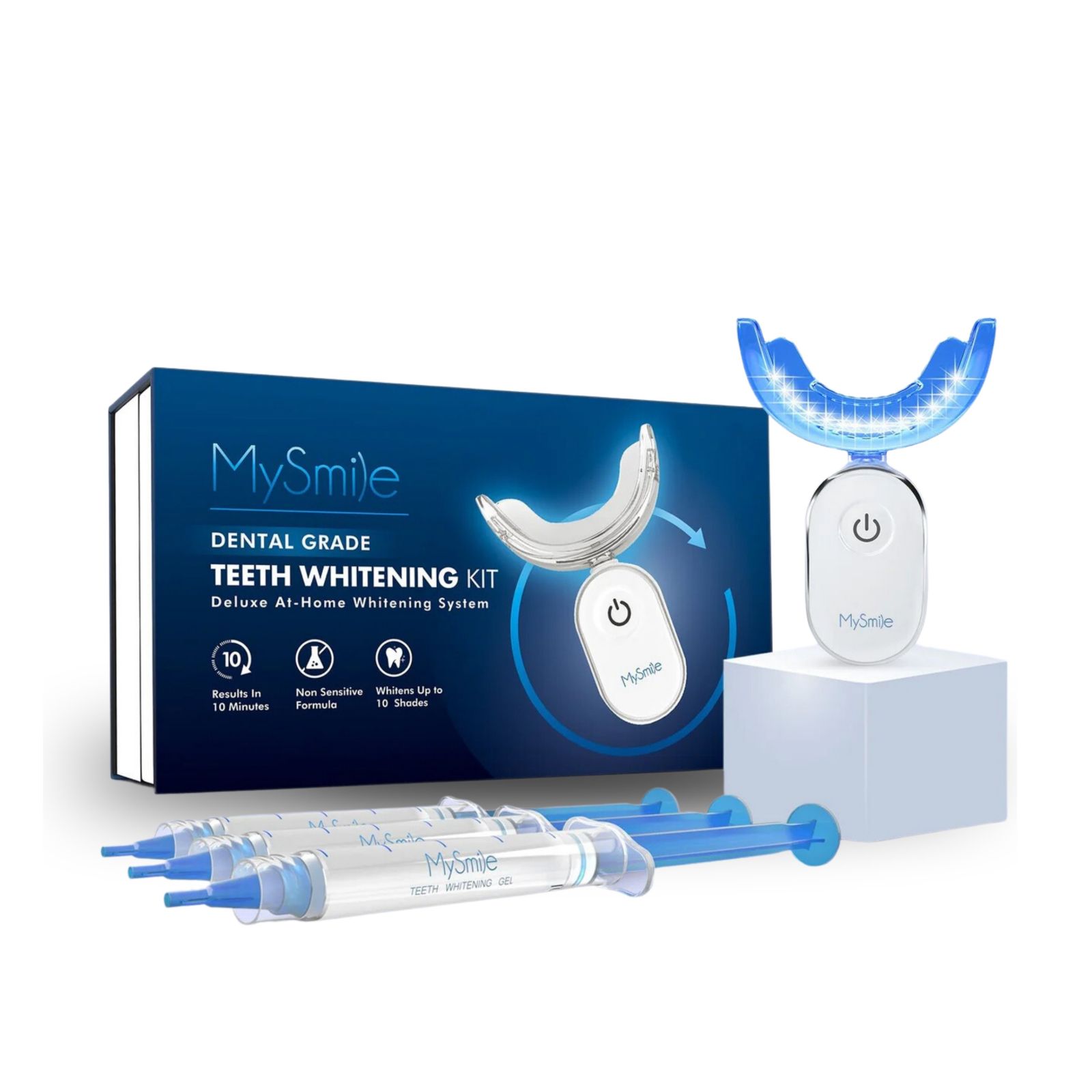 MySmile Teeth Whitening Kit for Sensitive Teeth with LED Light, 10 Min Non-Sensitive Fast Teeth Whitener, 3  22% CP Teeth Whitening Gel, Enamel Safe