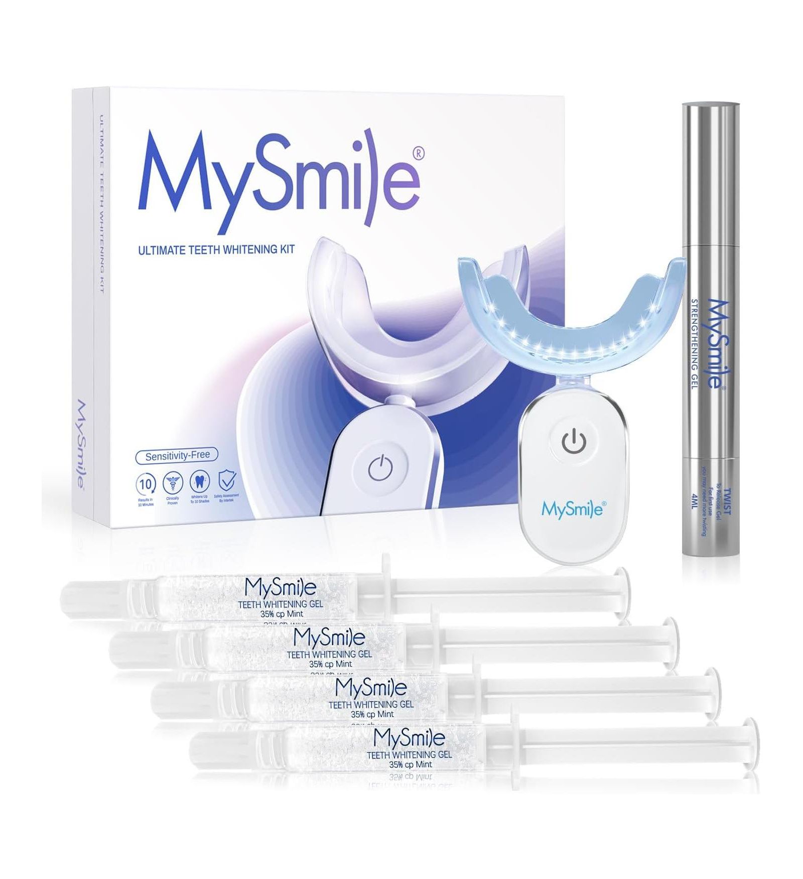 MySmile Deluxe 10 Min Teeth Whitening Kit with 28 LED Light, 35% Carbamide Peroxide Teeth Whitening Gel