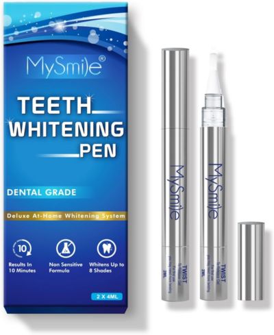 MySmile Teeth Whitening Pen Kit 14 Treatments - 2Pcs Non-Sensitive Teeth Whitening Gel Pen for Whiter Teeth - 8ML Tooth Whitening Gel