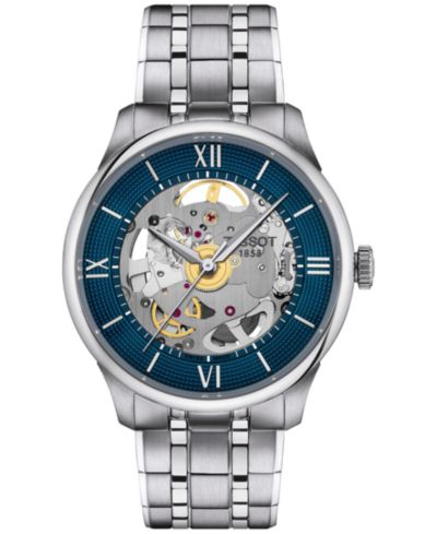 Мужские часы Tissot Swiss Automatic Chemin Des Tourelles Skeleton, 39mm
