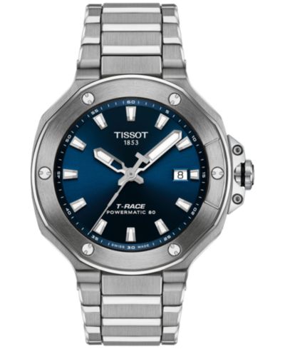 Мужские швейцарские автоматические часы Tissot T-Race Powermatic 80 со стальным браслетом 41mm