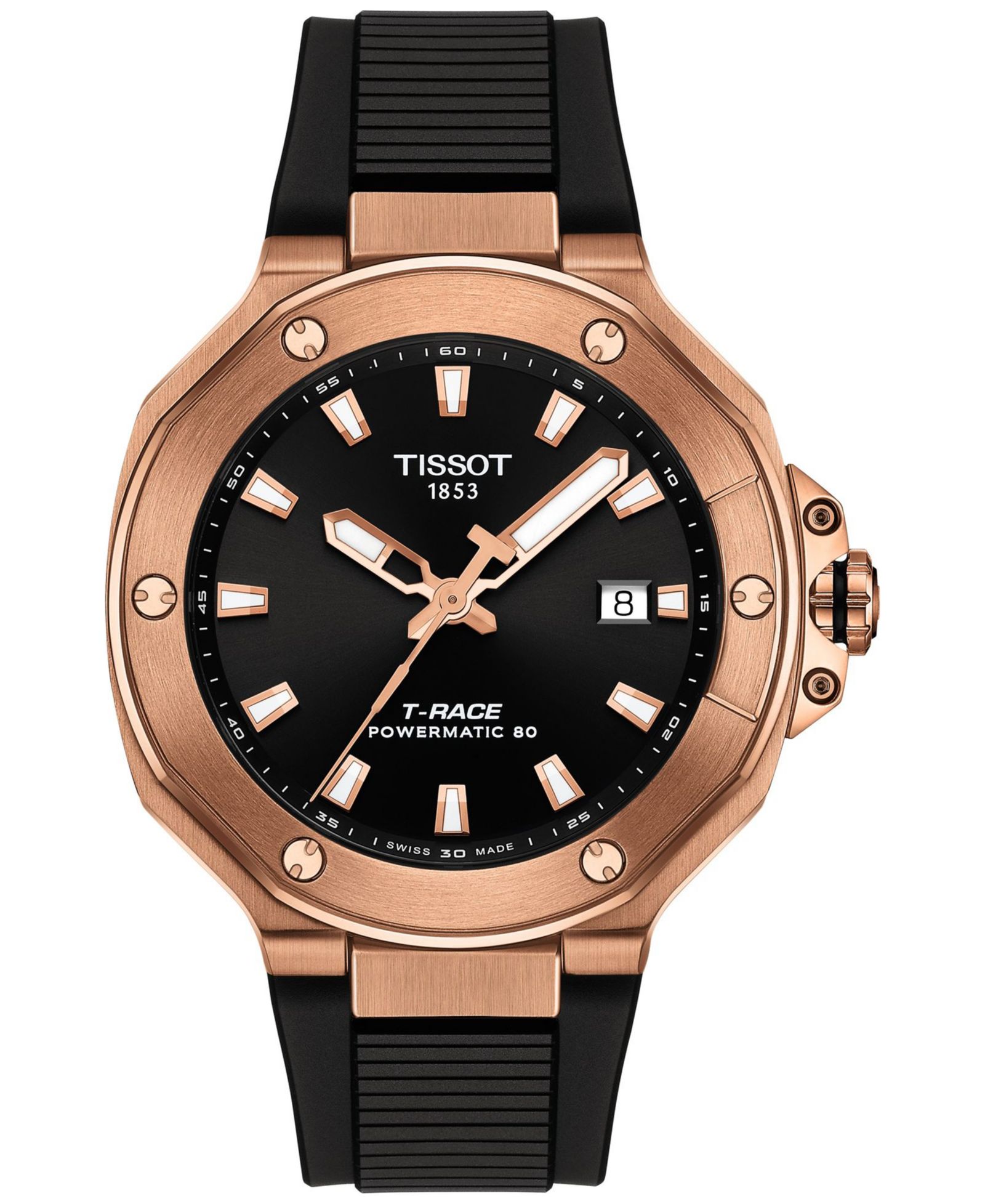 Tissot Men's Swiss Automatic T-Race Powermatic 80 Black Silicone Strap Watch 41mm