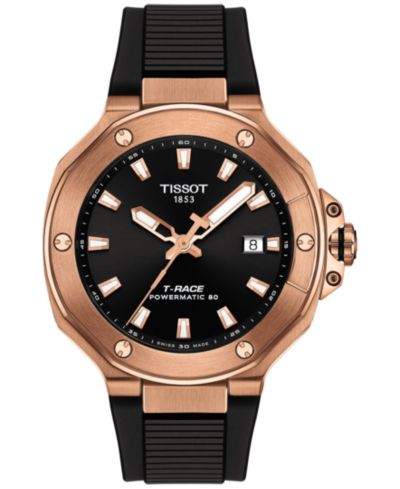 Tissot Мужские автоматические часы T-Race Powermatic 80 Black Silicone Strap 41mm