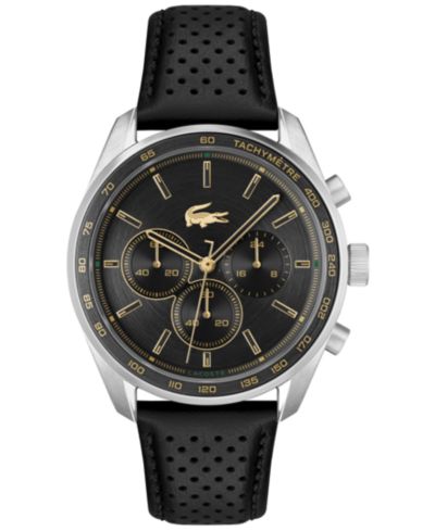 Мужские часы Lacoste Boston Black Leather Strap 42mm