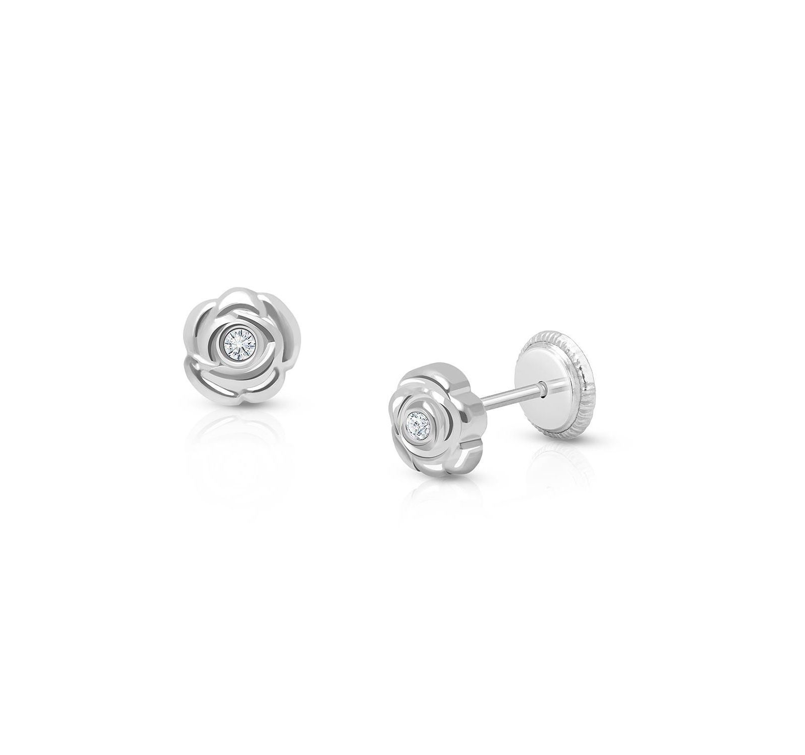 Tiny Blessings 14K Gold Blushing Rose Stud Screw Back Earrings