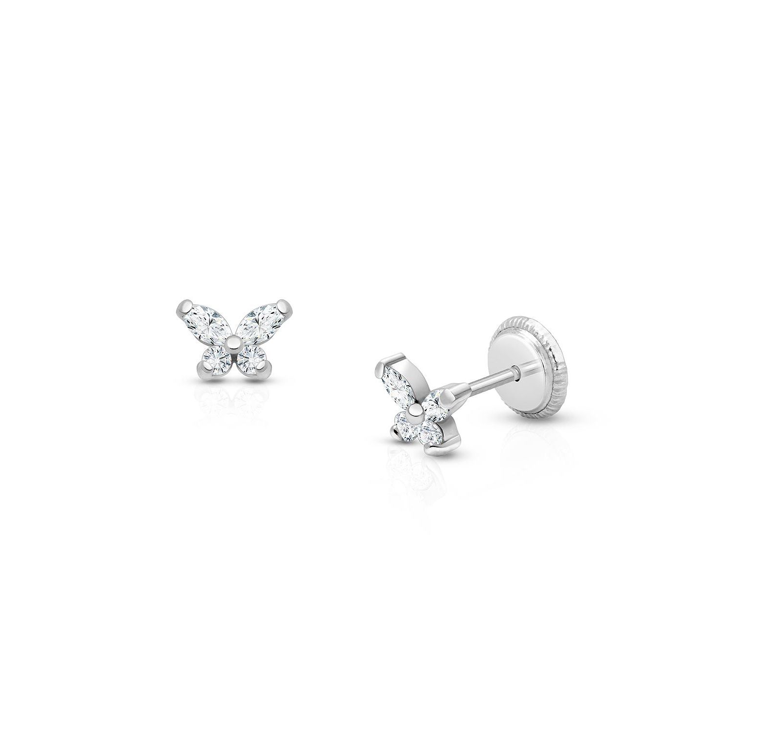 Tiny Blessings 14K Gold Marquise Butterfly Stud Screw Back Earrings