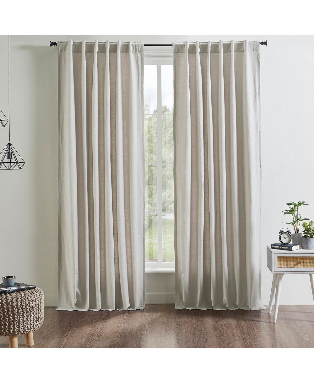 IHI Home Kendall Linen Cotton Curtain Panel - Lined with Rod Pocket and Hidden Back Tabs