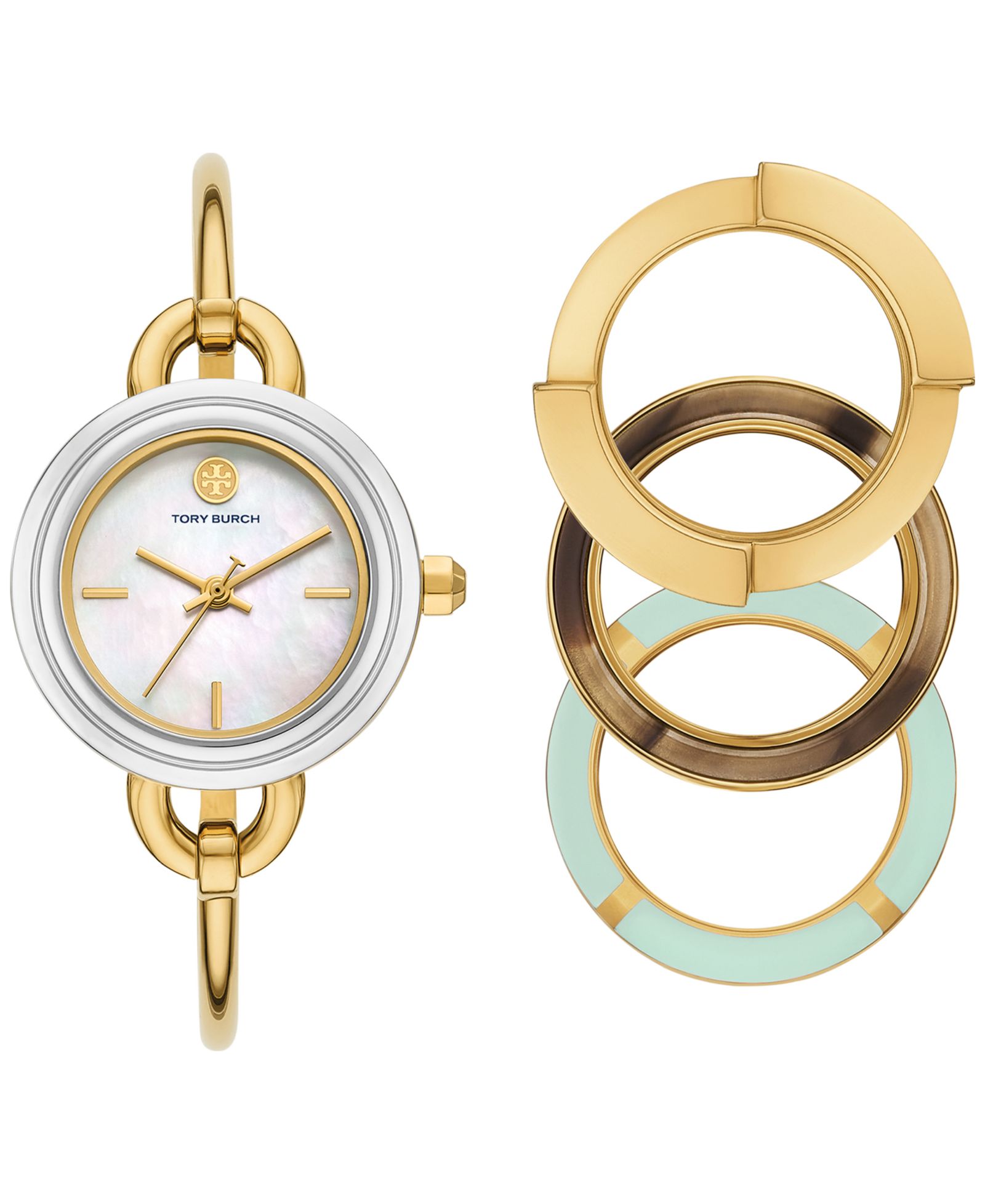 Женские часы Tory Burch Women's The Miller Gold-Tone Stainless Steel Bangle Bracelet 27mm Set
