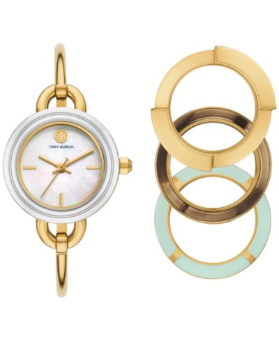 Женские часы Tory Burch Women's The Miller Gold-Tone Stainless Steel Bangle Bracelet 27mm Set