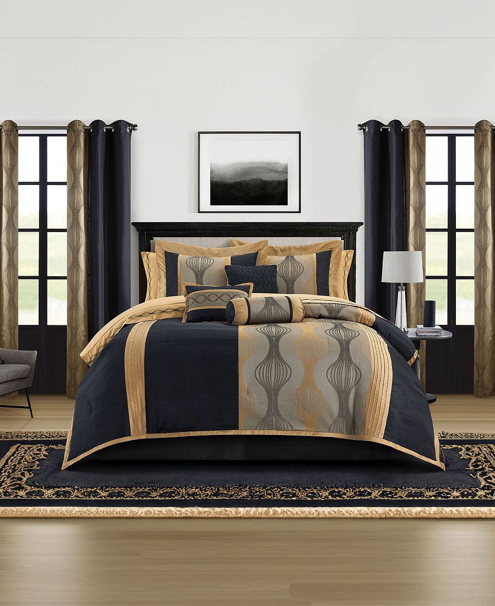 Stratford Park Kath Geometric 15-Piece Comforter Set, King