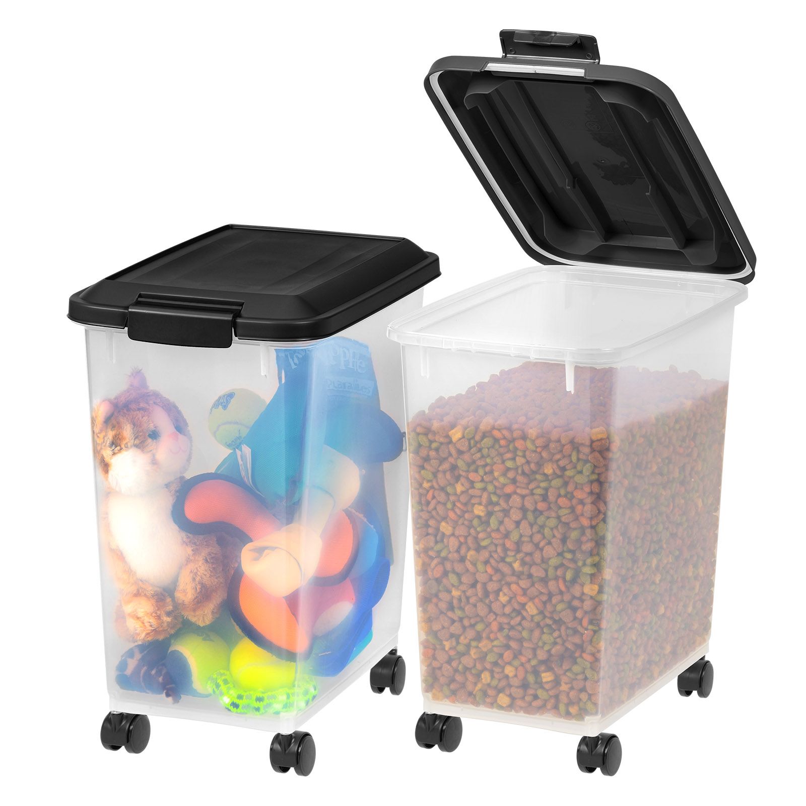 IRIS 30 Lbs / 33 Qt Airtight Dog Food Storage Container with Attachable Casters, 2 Pack, for Dog Cat Bird and Other Pet Food Storage Bin