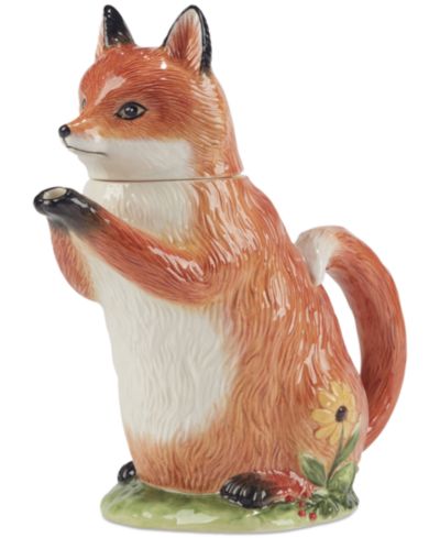 Certified International Woodland Critters 3-D Fox Teapot