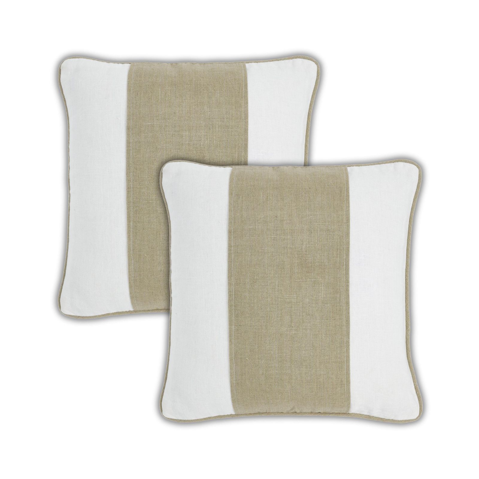 IHI Home Maya Linen Stripe Throw Pillow Covers, 20"x 20", Set of 2