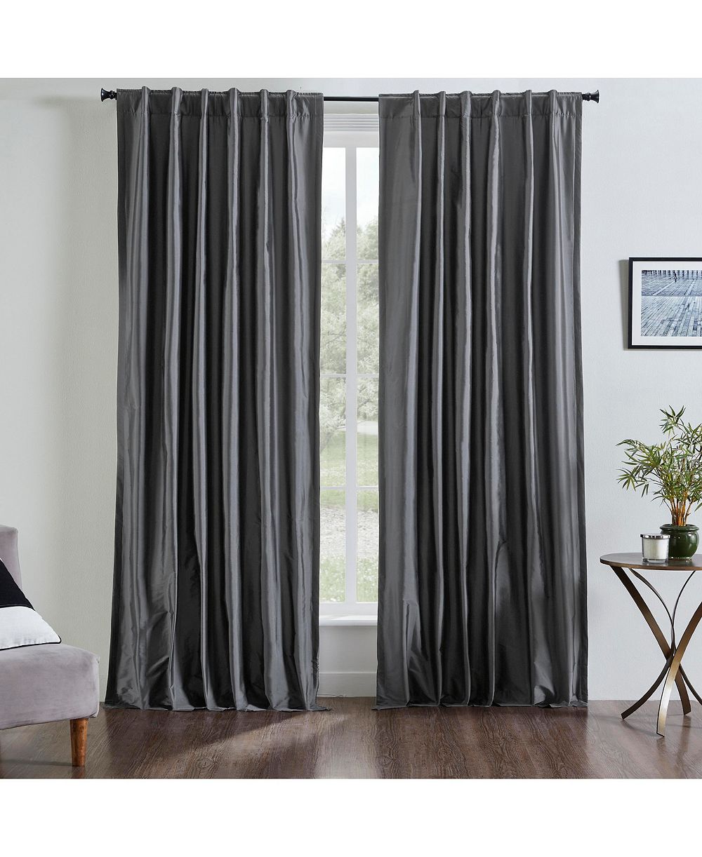 Valencia Faux Silk Taffeta Curtain Panel - with Heavy  Interlining, Rod Pocket with Hidden Back Tabs