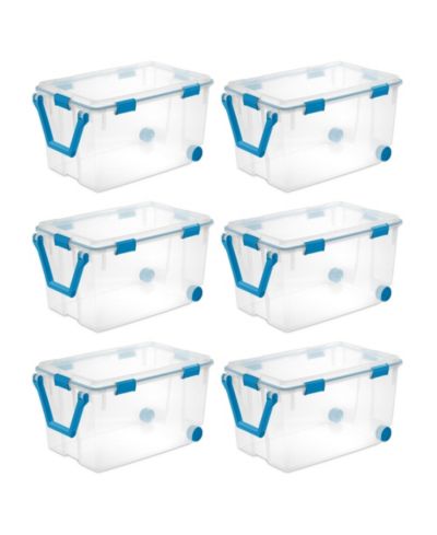 Контейнер для хранения Sterilite 120Qt Clear Plastic Wheeled с крышкой, 6 шт