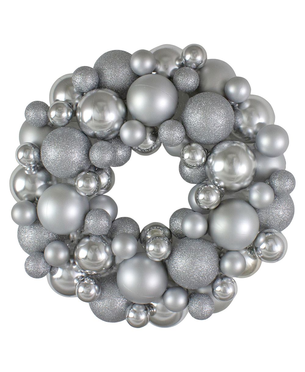 Новогодний венок Northlight Silver Splendor из небьющегося материала
