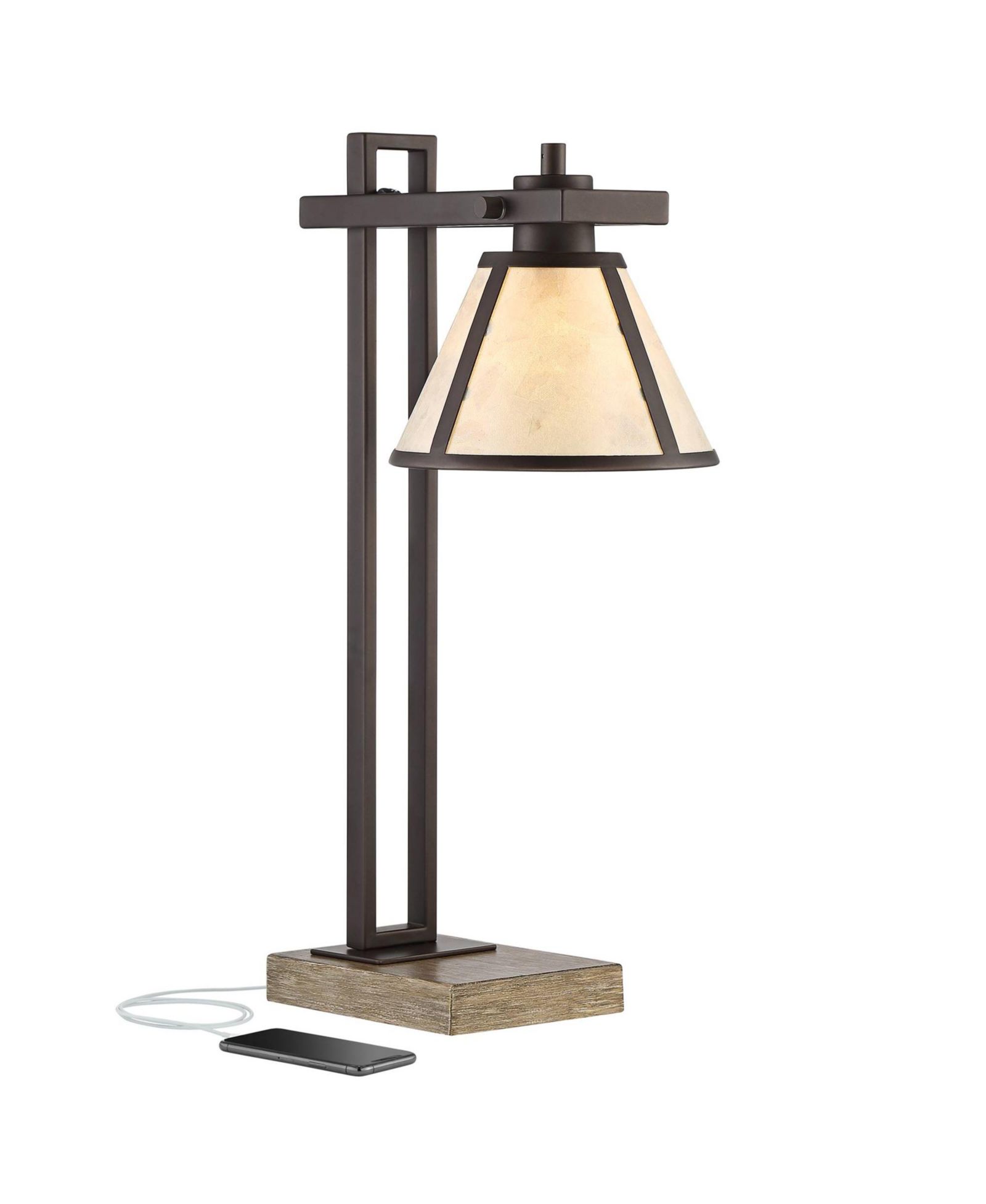 Настольная лампа Franklin Iron Works Maricopa Rustic Farmhouse, бронзовый металл с USB и AC Power Outlet