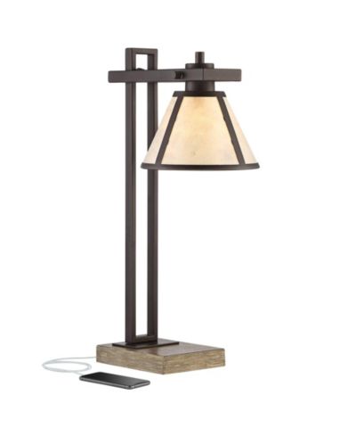 Настольная лампа Franklin Iron Works Maricopa Rustic Farmhouse, бронзовый металл с USB и AC Power Outlet