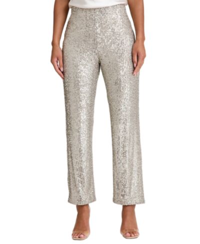 Muse Women's Elastic Waist Pull On Sequin Pants