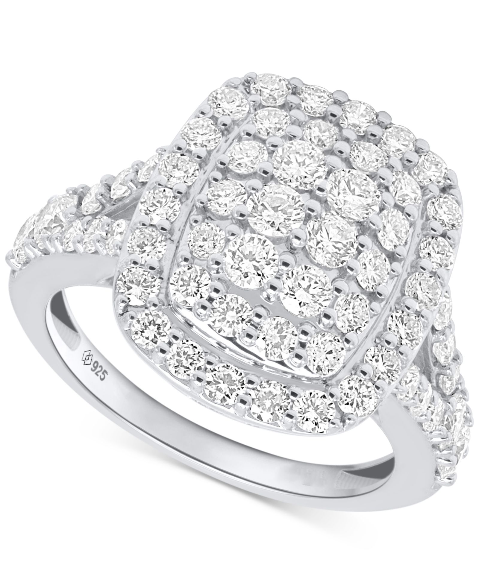 Forever Grown Diamonds Lab Grown Diamond Halo Cluster Ring (2 ct. t.w.) in Sterling Silver or 14K Gold-Plated Sterling Silver