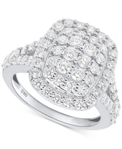 Кольцо Forever Grown Diamonds Lab Grown Diamond Halo Cluster в серебре или позолоченном серебре 2 ct. t.w.