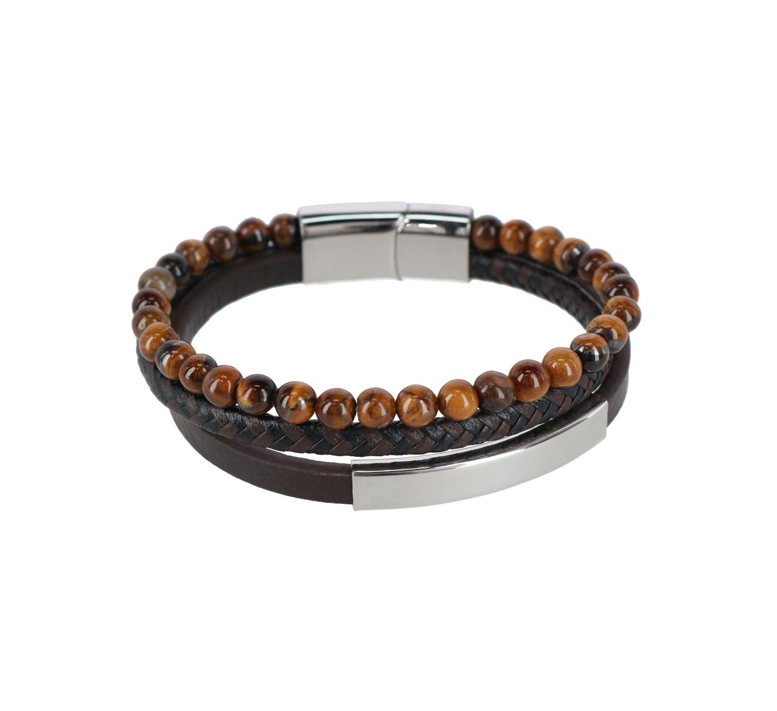 Trafalgar Beaded and Leather 3 Strand Bracelet