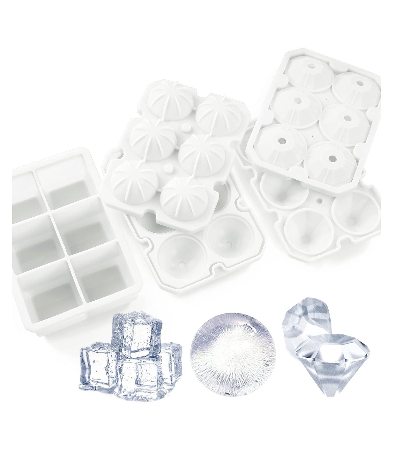 Large Ice Cube Tray Silicone Mold Food Grade 3 Pack