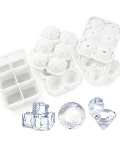 Large Ice Cube Tray Silicone Mold Food Grade 3 Pack