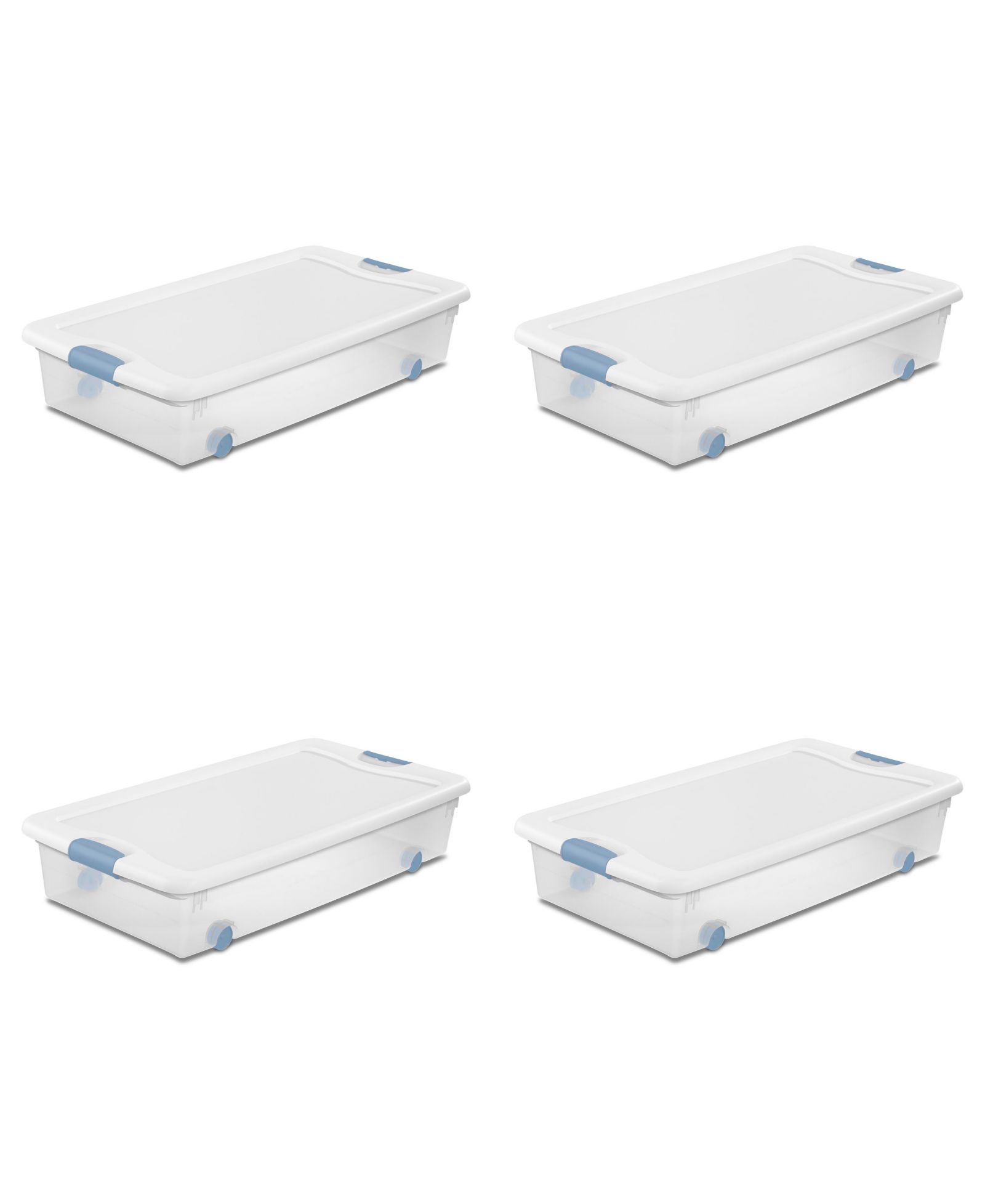 Sterilite 56 Quart Latching Stackable Wheeled Storage Container w/ Lid, (4 Pack)