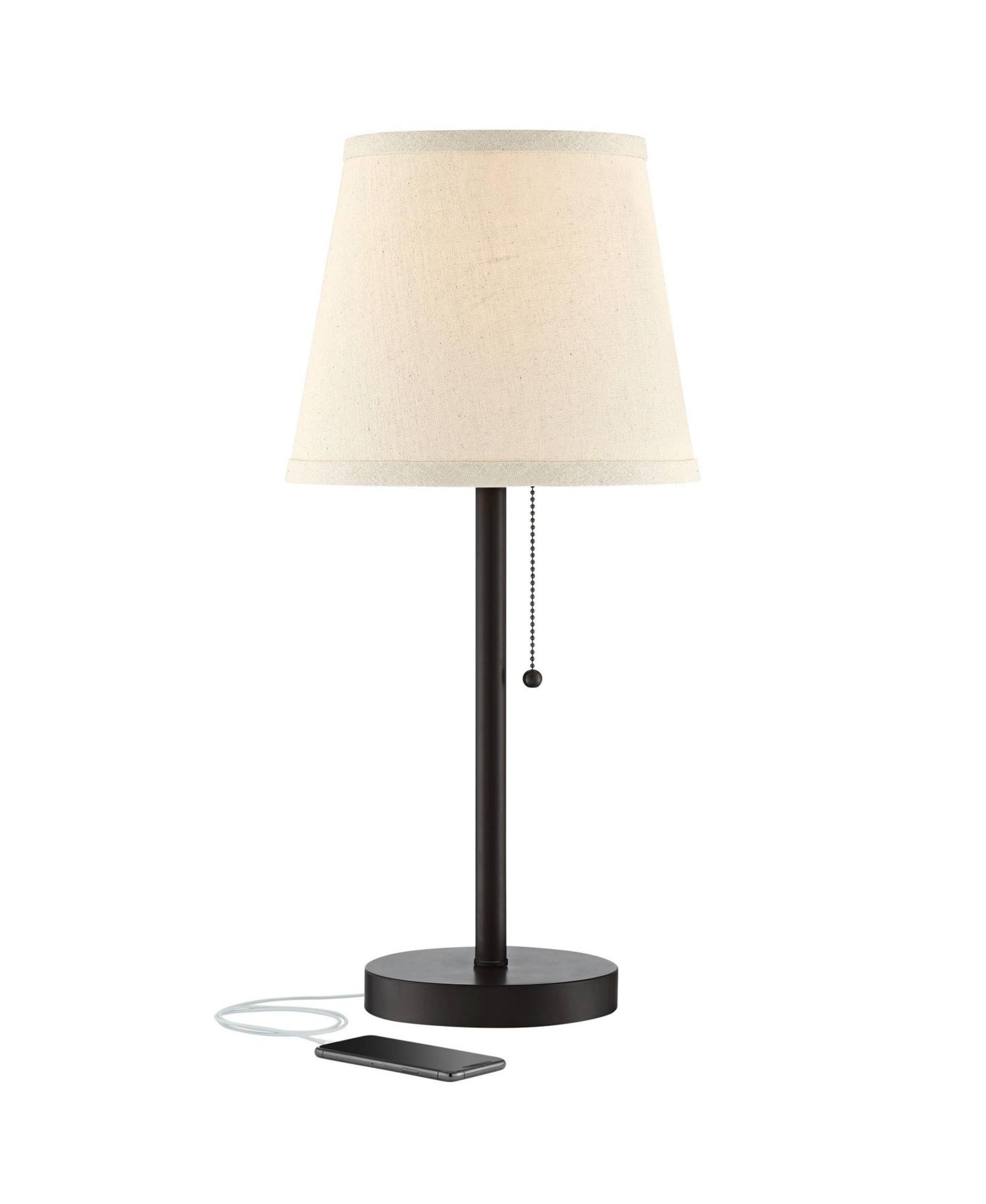 360 Lighting 20" High Bronze Metal Modern Desk Table Lamp with Hotel Style USB and AC Power Outlet in Base Drum Shade